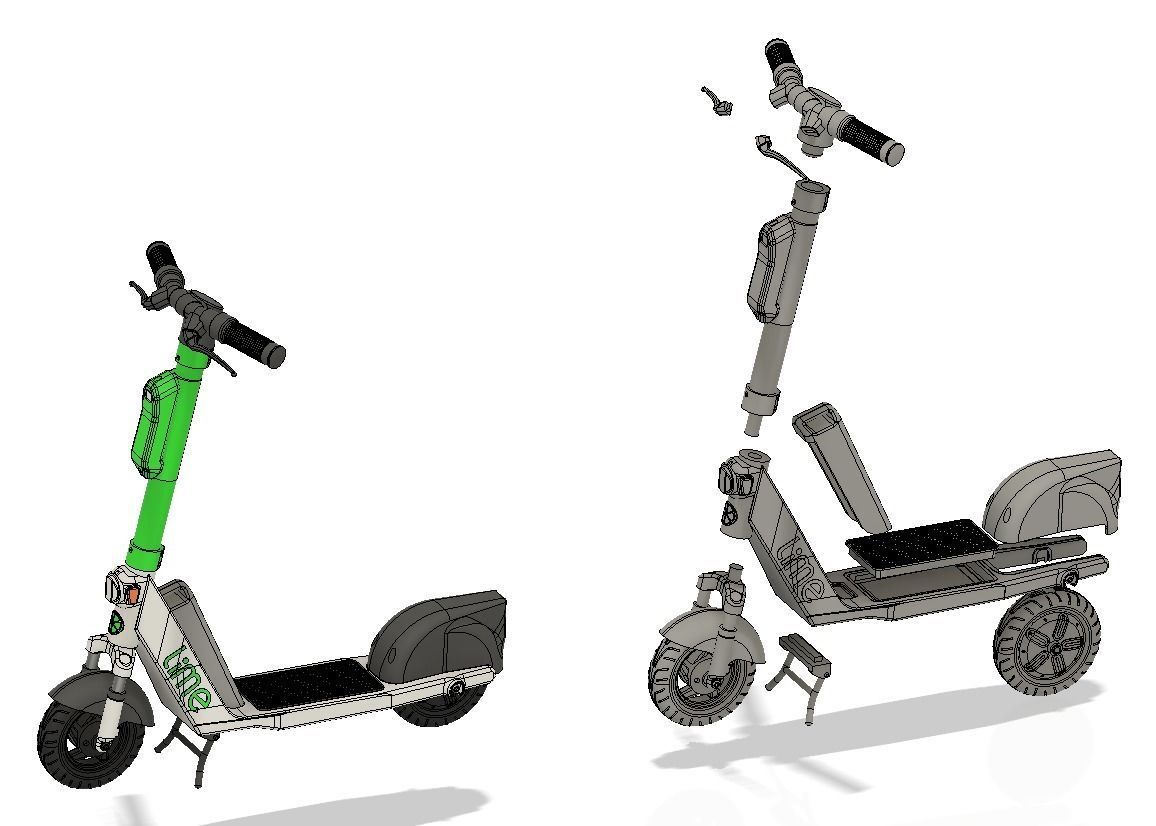 Lime electric scooter ver2 3D model 3D printable CGTrader