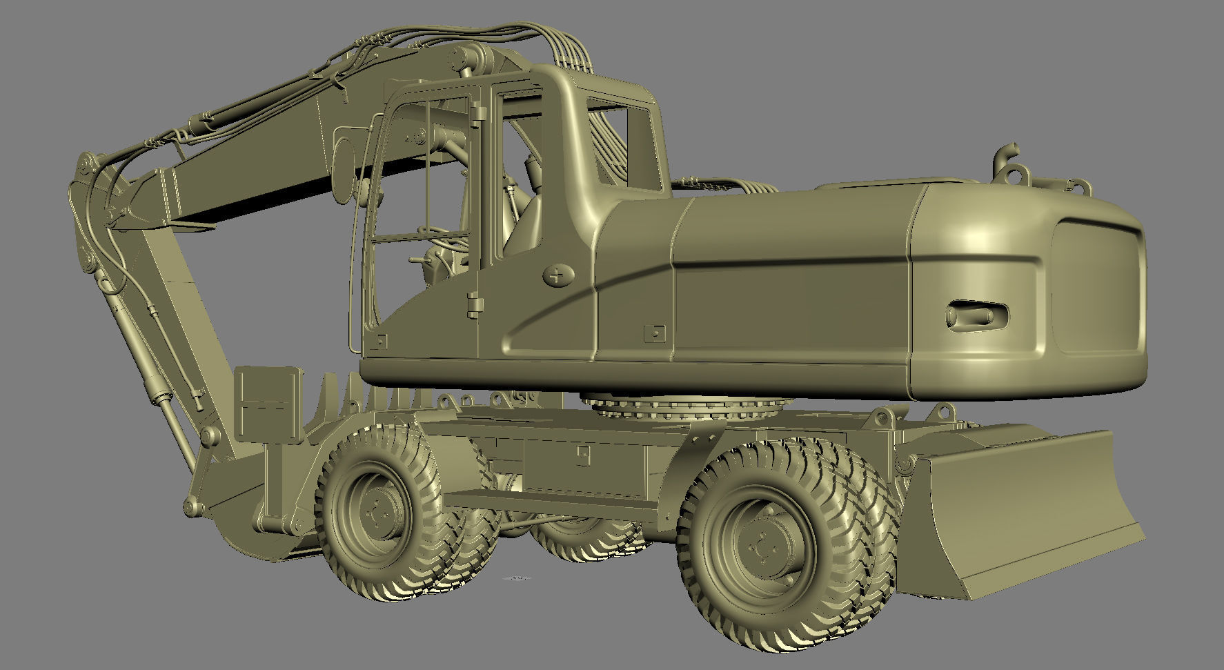 Wheeled Excavator 3D model | CGTrader