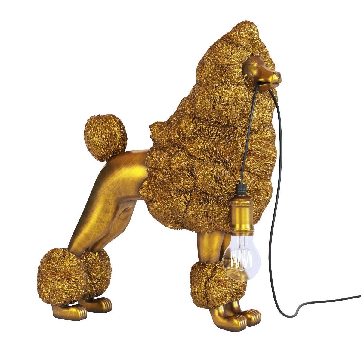 Table Lamp Animal Poodle Gold 3D model CGTrader