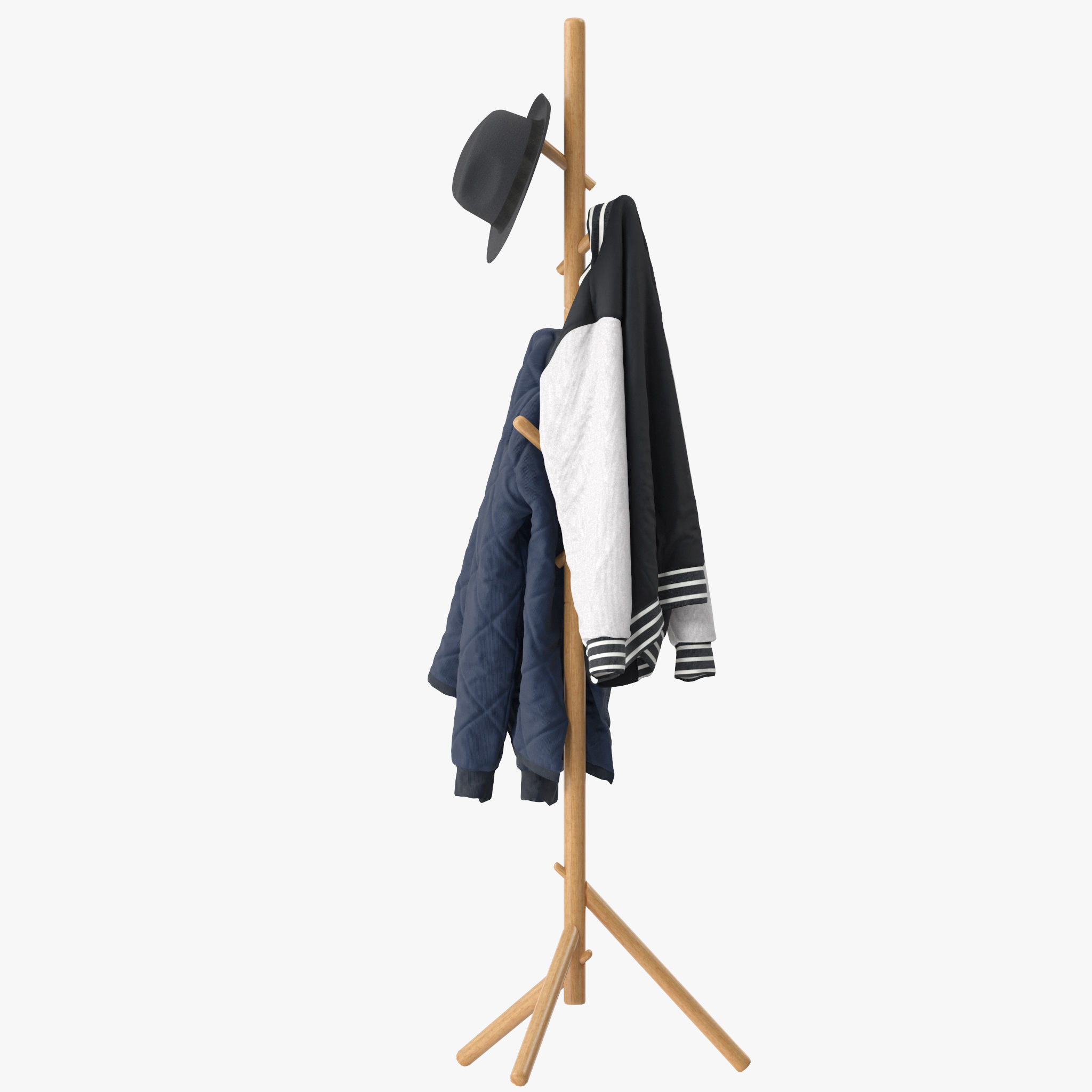 Beech Standing Coat Rack 3D model | CGTrader