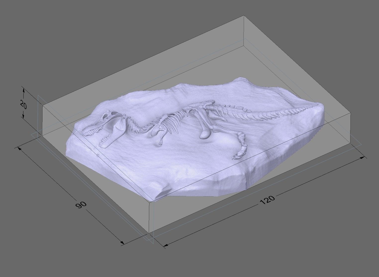 T-rex Fossil Rock - 3D Skeleton of Tyrannosaurus rex Dinosaur 3D model