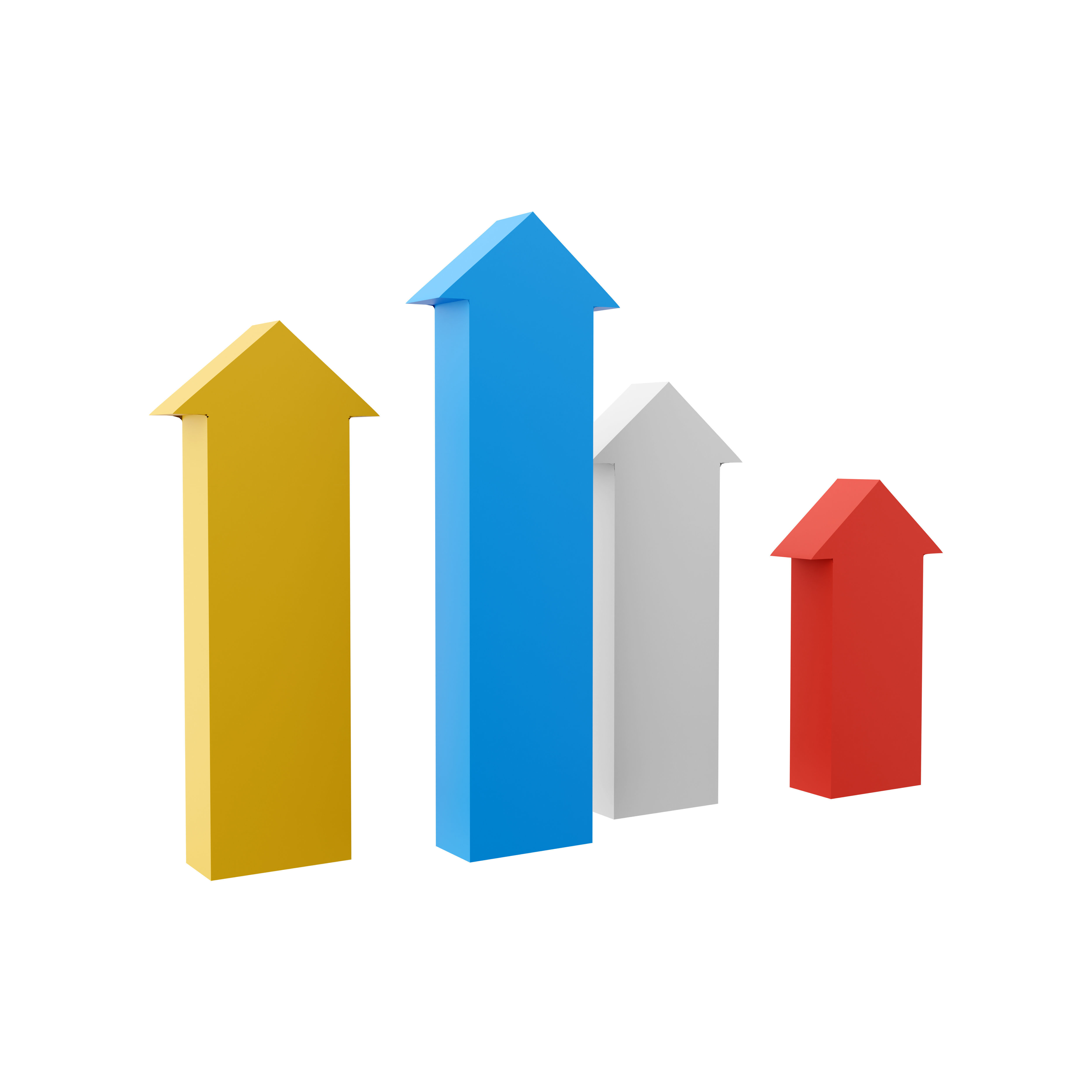 3d four graphic arrows going upward icon 3D model | CGTrader
