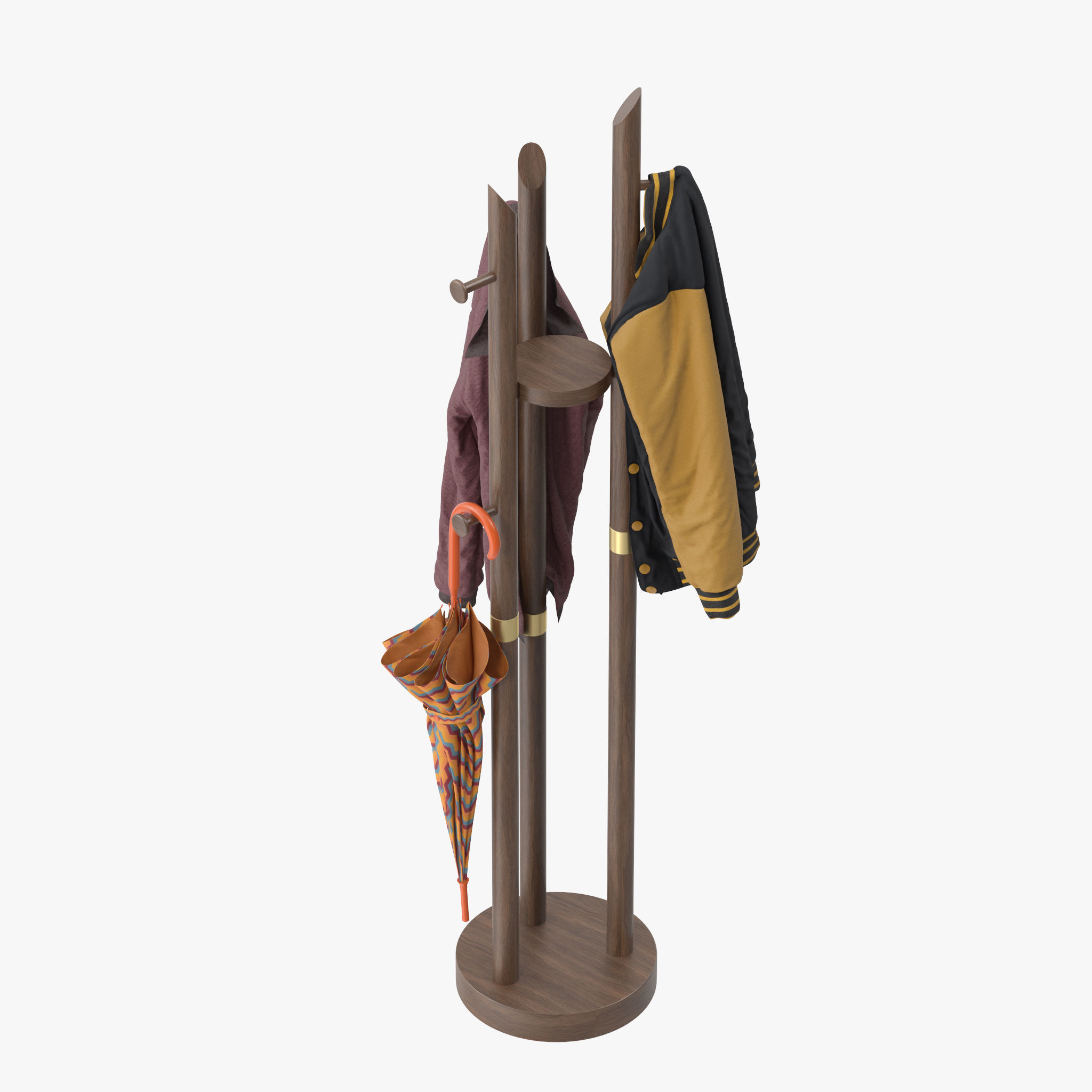 Solid Wood Room Coat Rack 3D model | CGTrader