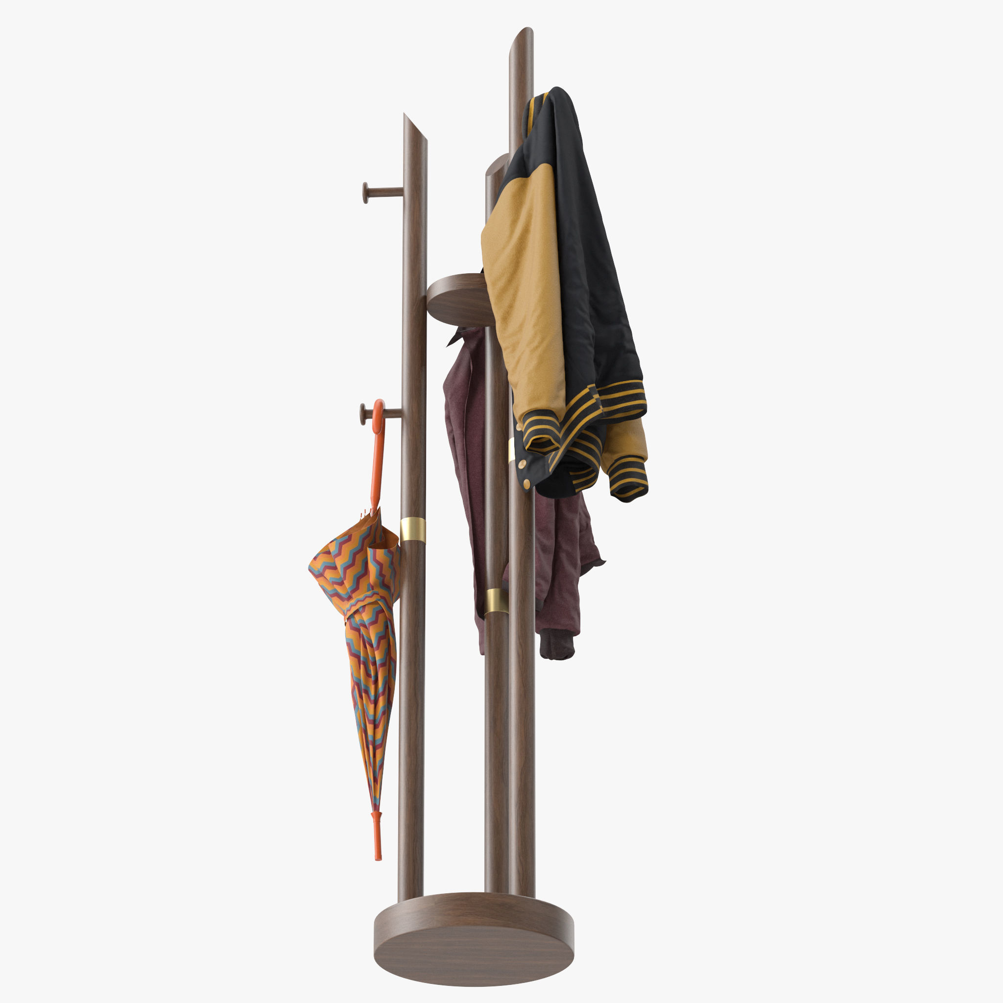 Solid Wood Room Coat Rack 3D model | CGTrader