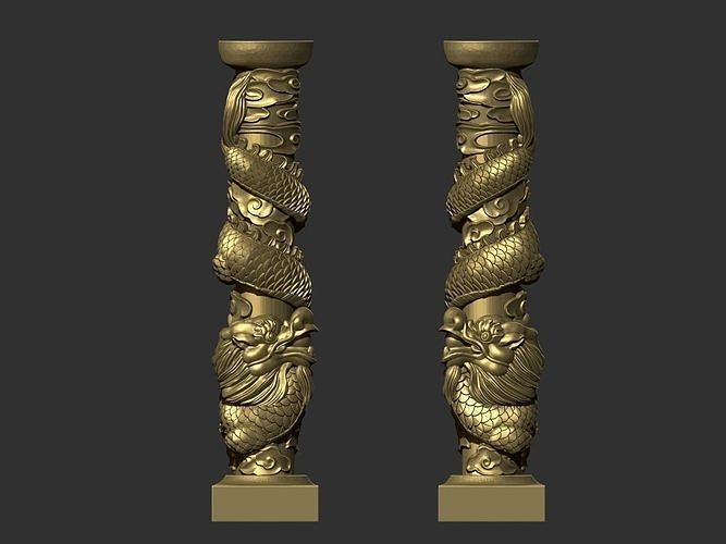 Dragon Pillars 3D model 3D printable CGTrader
