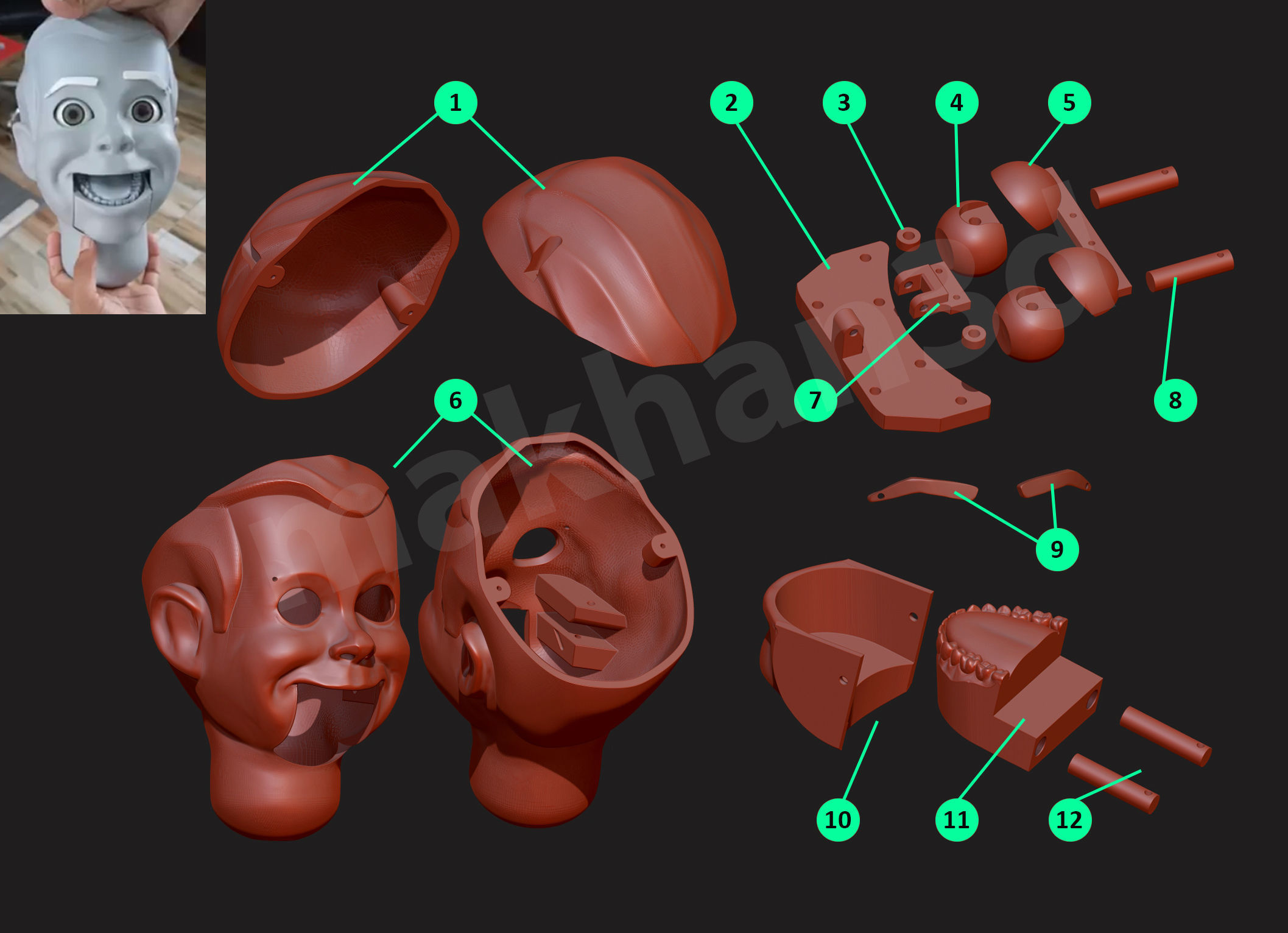 ventriloquist head 3D model 3D printable CGTrader