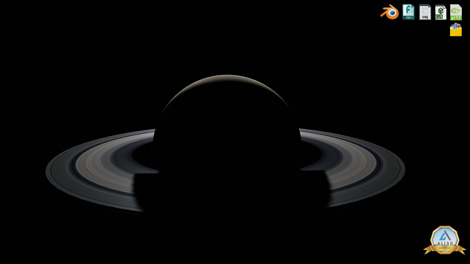 3D model Detailed Saturn with rings Planet in Space 8k Textures VR / AR ...