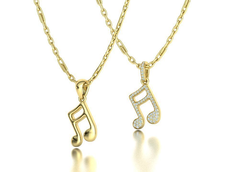 Music Note Pendants with Diamonds and Flat version 3D Model Collection