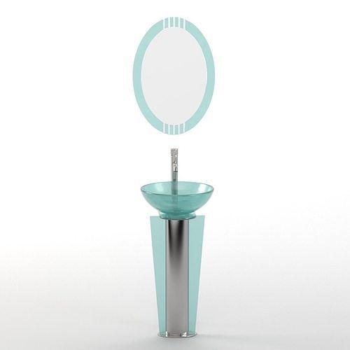 Fresca Vitale Modern Glass Bathroom Vanity With Mirror 3D model CGTrader