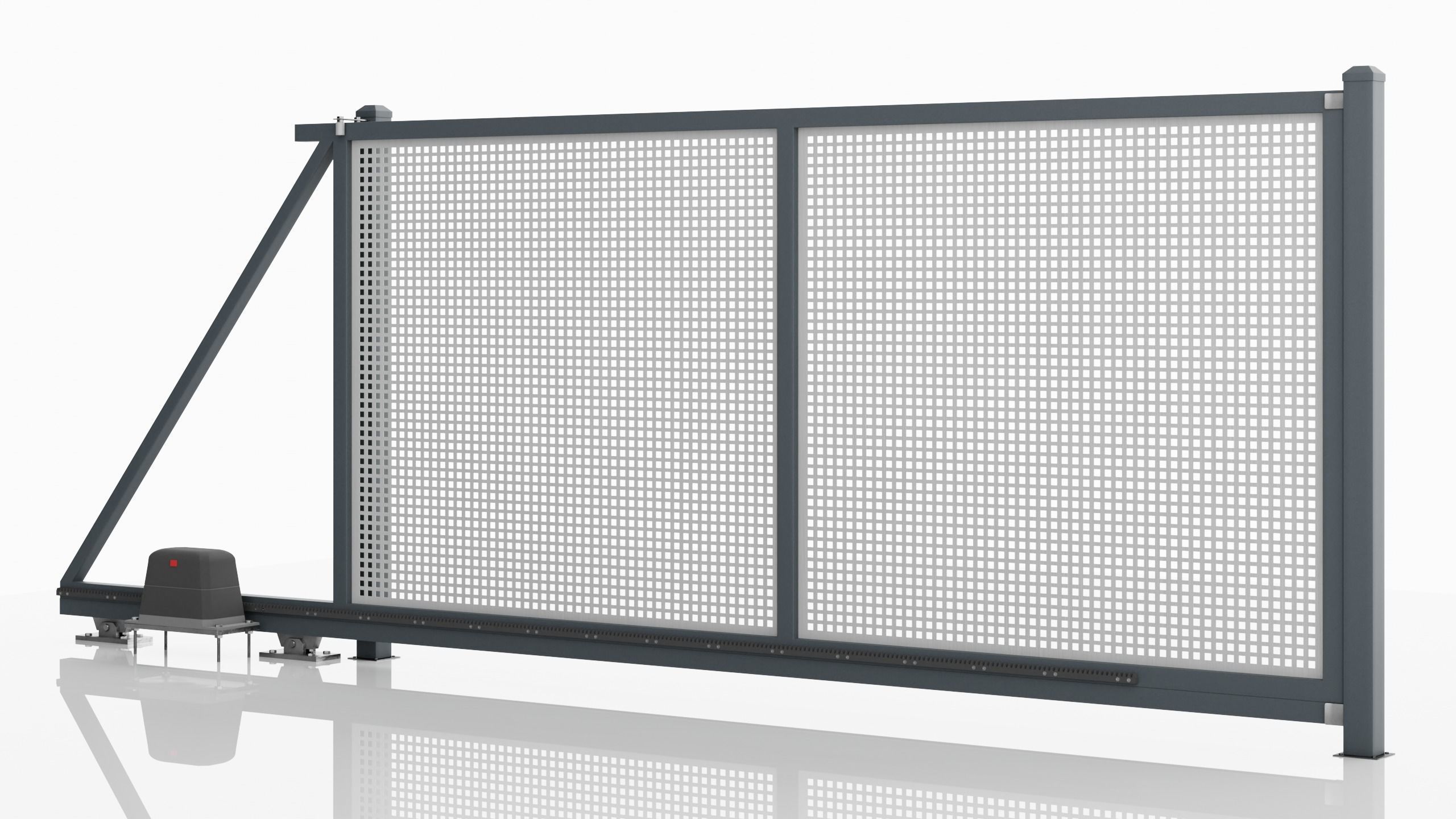 Aluminum Electric Sliding Gate Model 5 3D model CGTrader