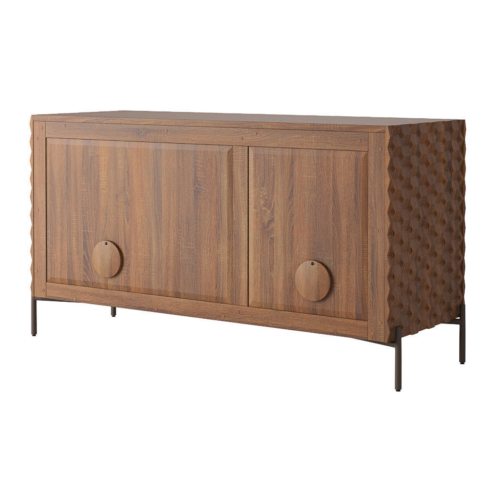 Crate and Barrel Raffael Small Carved Wood Media Console 3D model