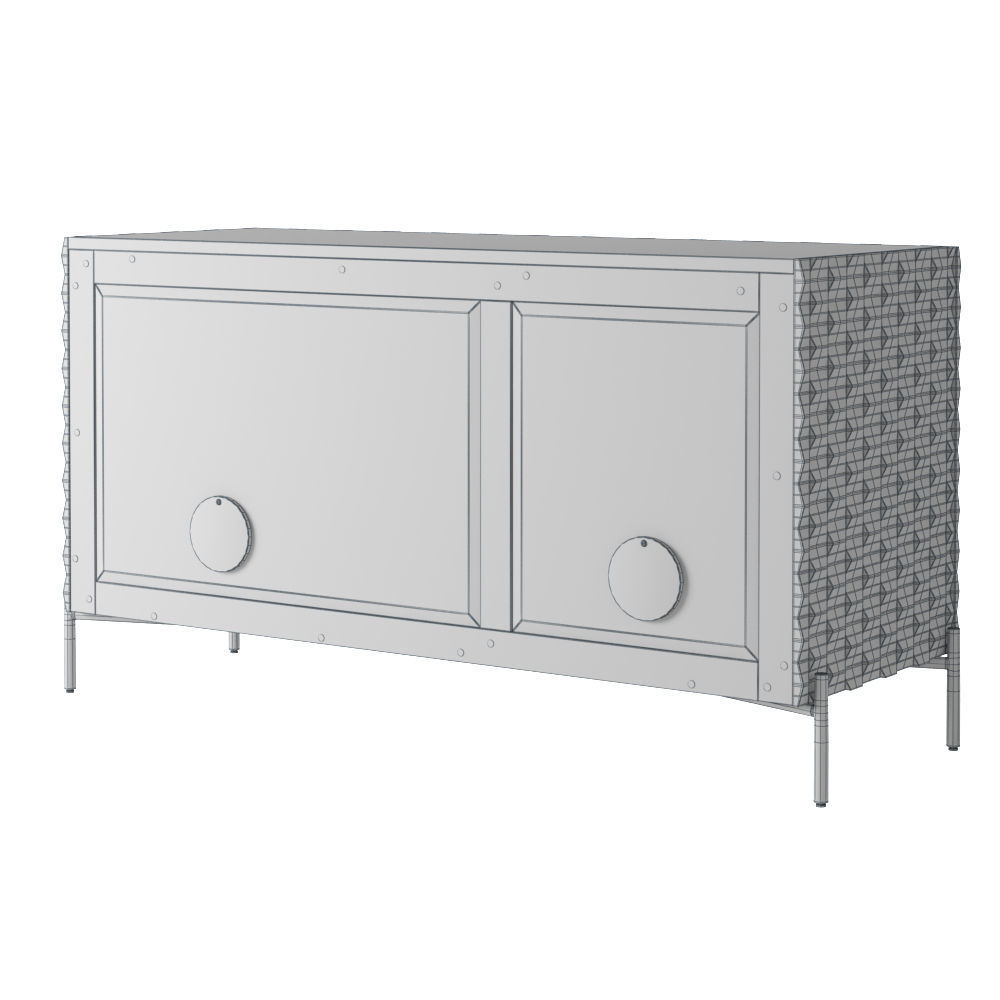 Crate and Barrel Raffael Small Carved Wood Media Console 3D model