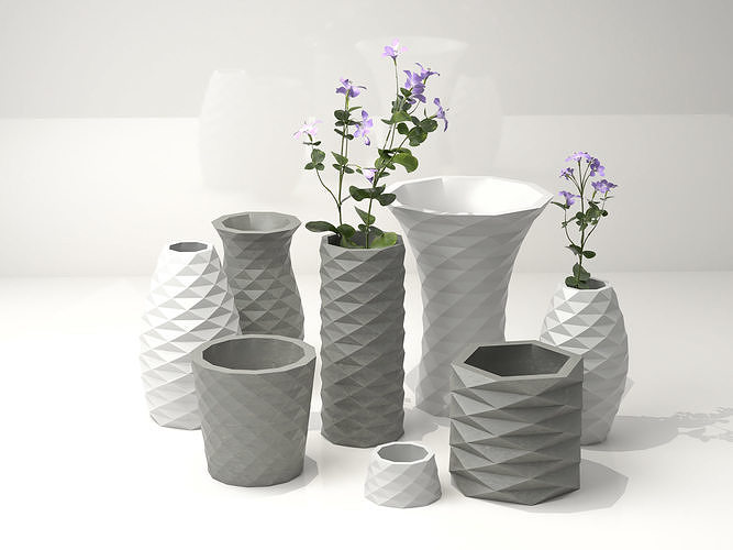 flower vase set for 3dprint 3D model 3D printable | CGTrader