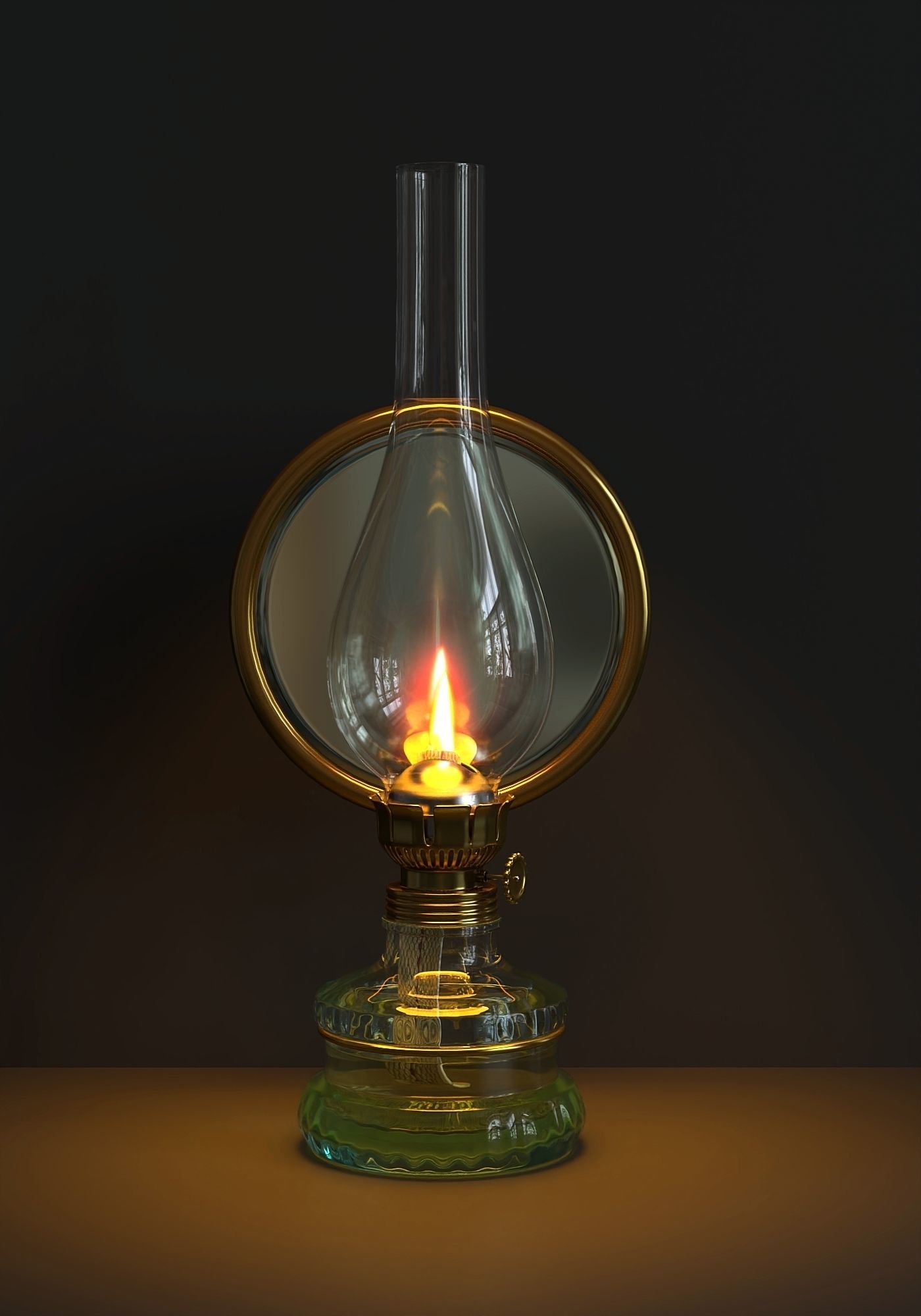 Kerosene lamp with mirror reflector 3D model CGTrader