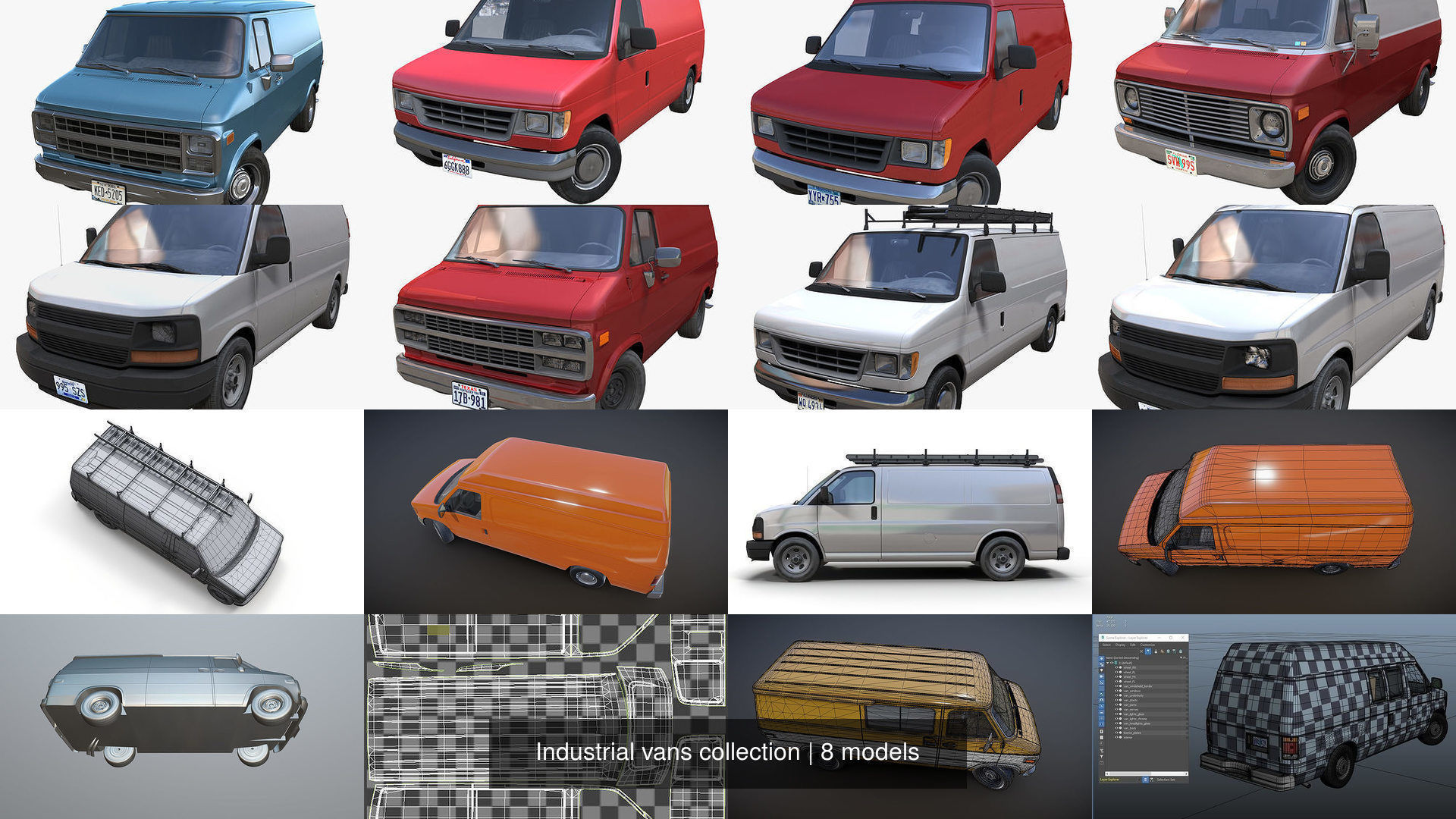 Industrial vans collection CGTrader
