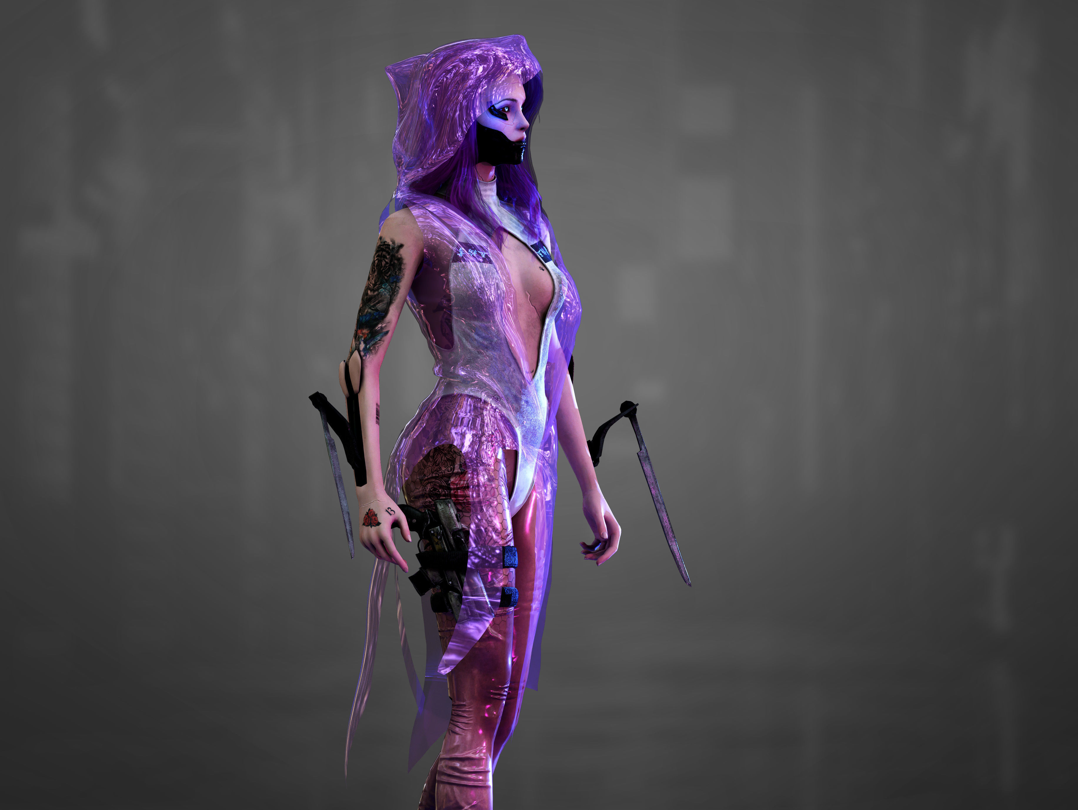 3D model Sci Fi Cyberpunk Killer Girl VR / AR / low-poly rigged | CGTrader