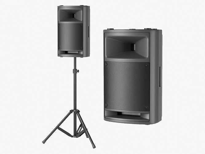 Powered Speaker with Tripod 3D model CGTrader