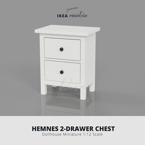 IKEA INSPIRED HEMNES 2 DRAWER CHEST 3D model 3D printable CGTrader
