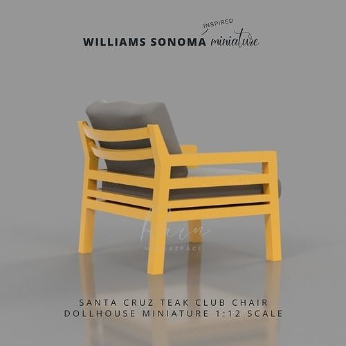 Santa Cruz Teak Club Chair Miniature Furniture 3D model 3D printable CGTrader