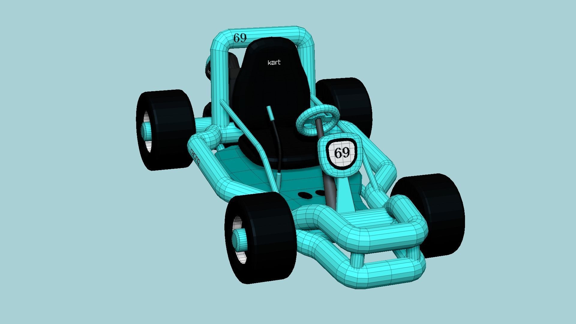 3D model Cartoon Kart H10 Light Blue - Vehicle Racing Design VR / AR ...