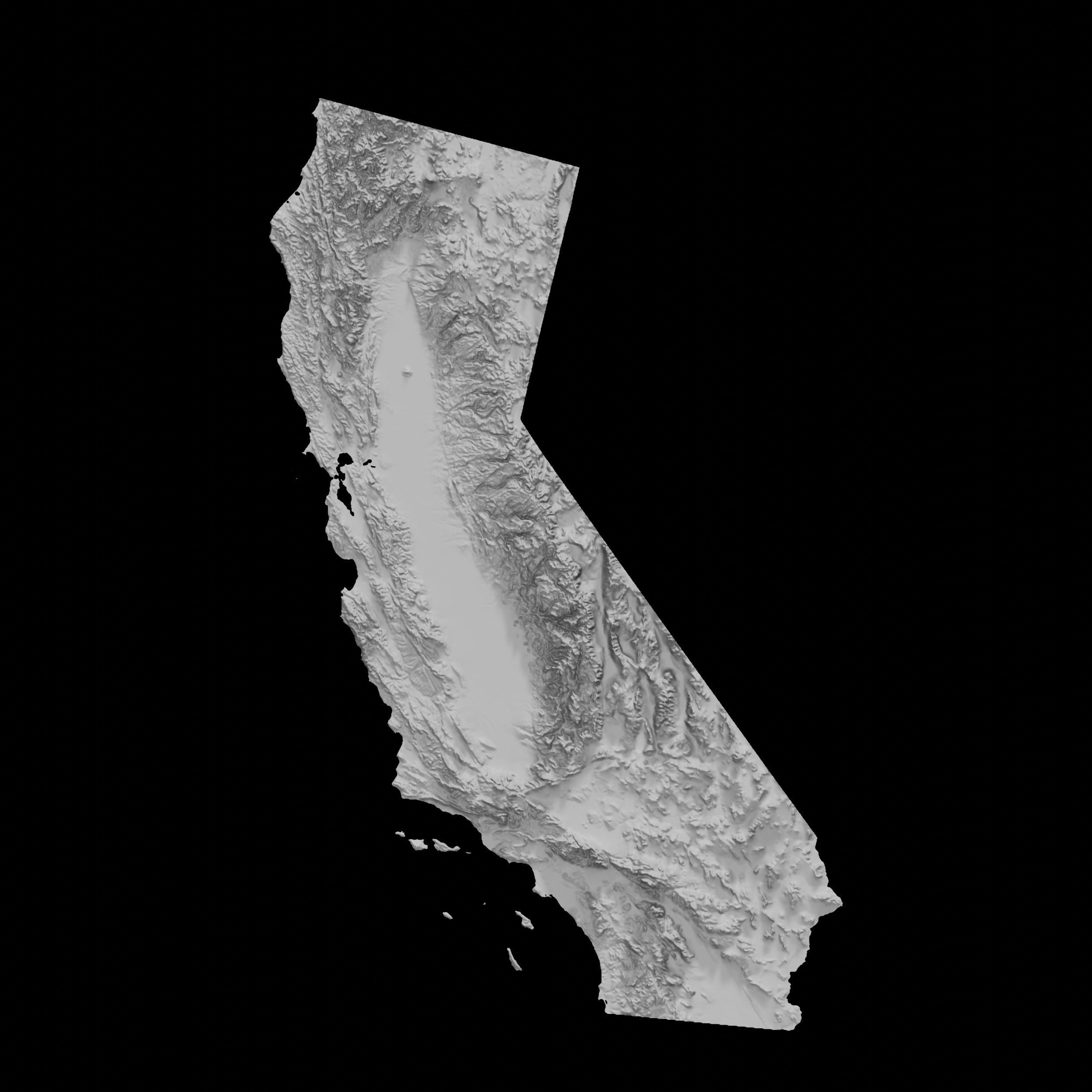 3D Topographical Map of California 3D model 3D printable CGTrader