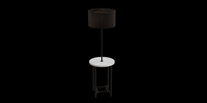 Marble Table Black Floor Lamp 3D model | CGTrader