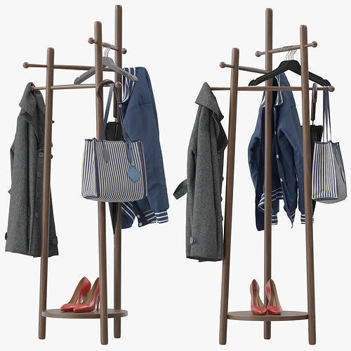 Wooden Coat Rack Freestanding 3D model CGTrader