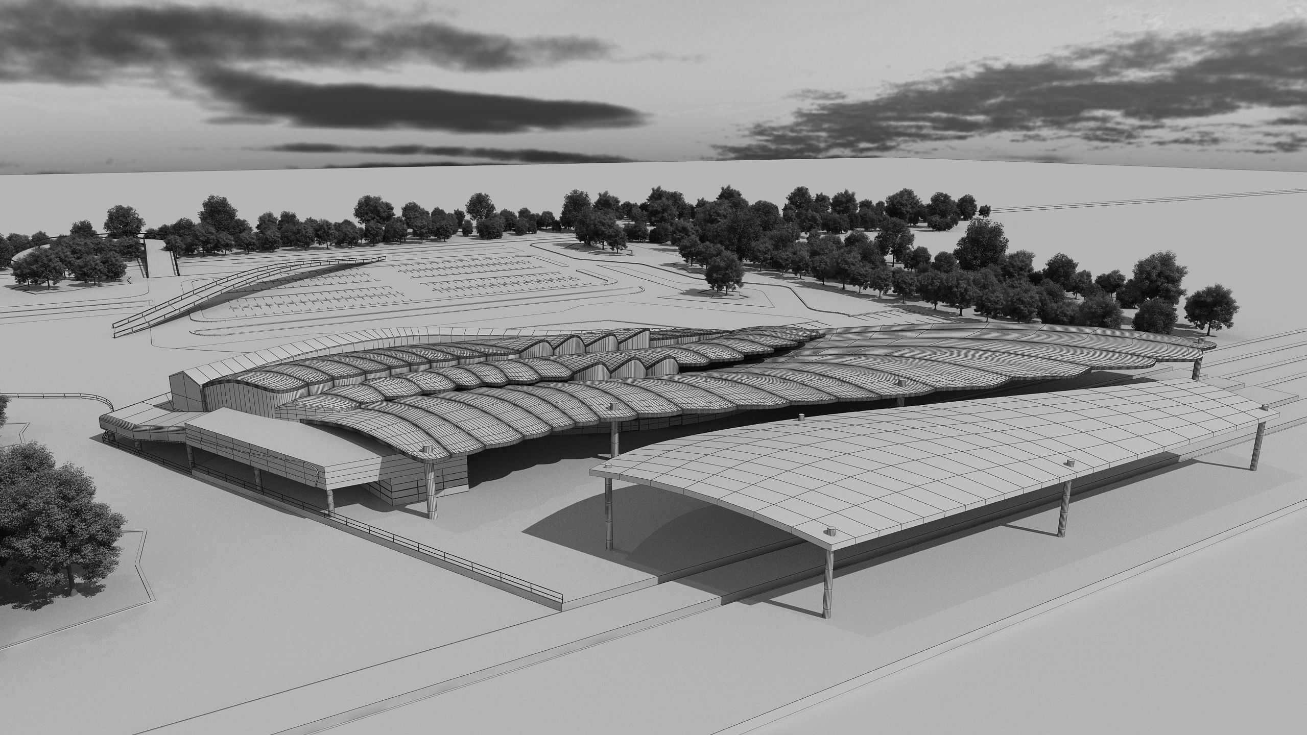 0125 Train Station Architecture Project 3D model CGTrader