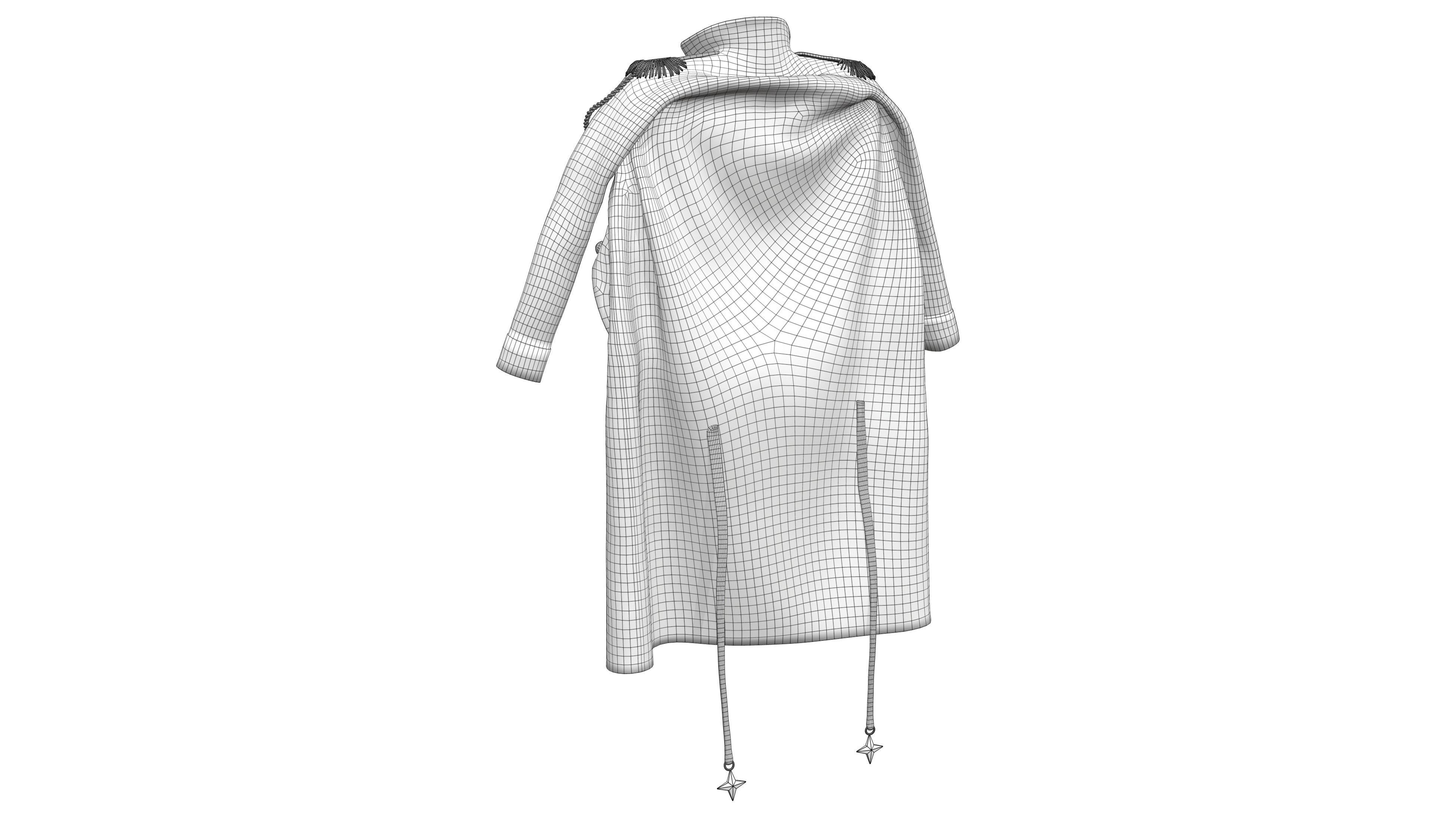 3D model Futuristic Commander Over Shoulders Coat VR / AR / low-poly ...