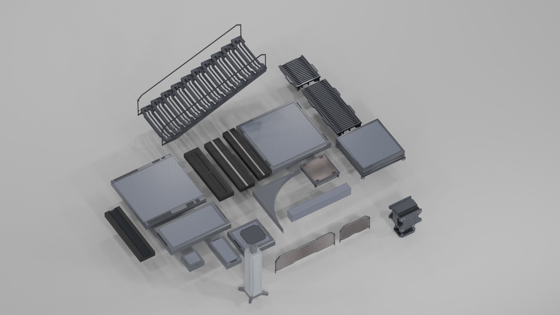 3D model SCIFI modules kitbash Military Base Building Kit Cyberpunk VR / AR / lowpoly CGTrader