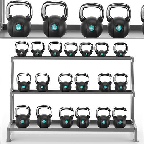 Gym-Tools-Fitness-Body-Building-set-11 gym kettlebell rack wi... 3D ...