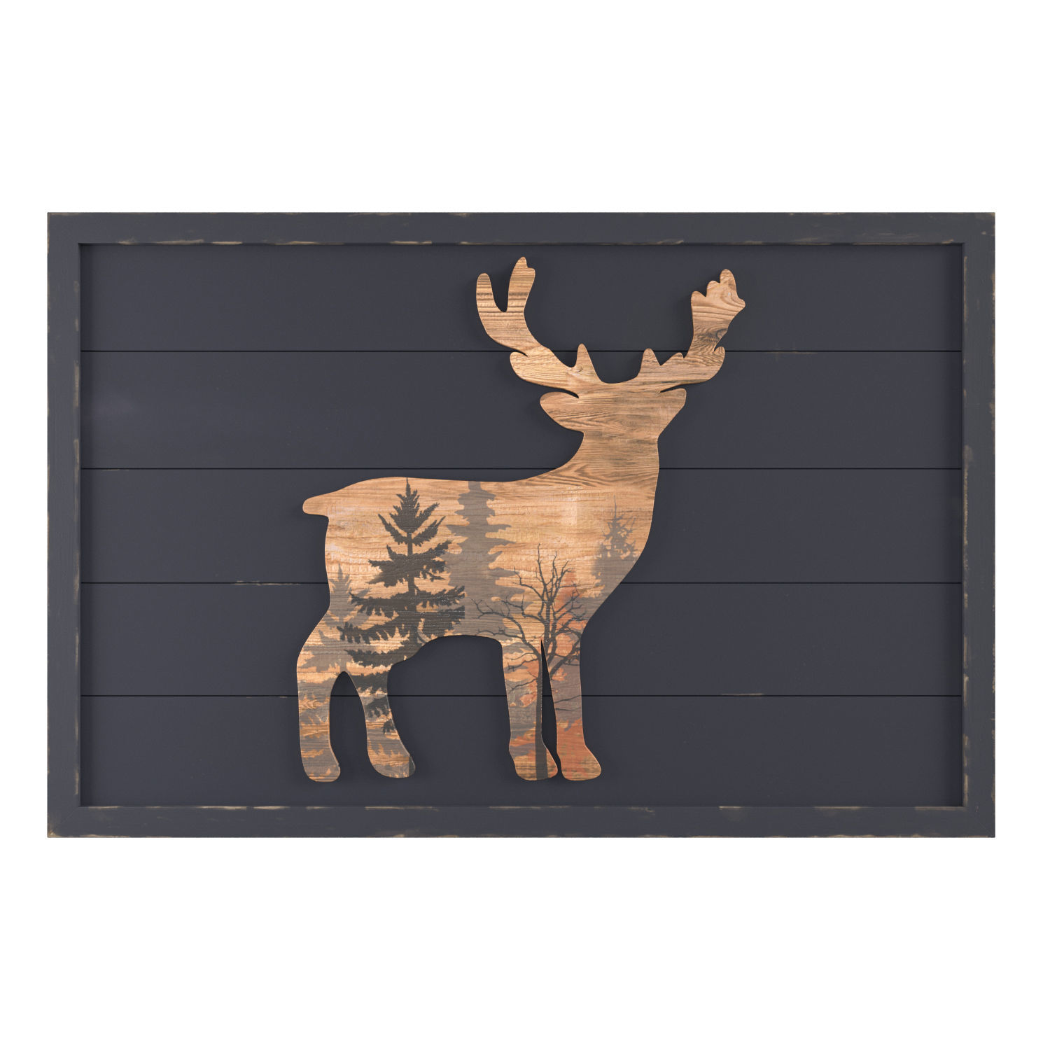 Rustic Grizzly Bear and Forest Deer Wood Wall Decor 3D model CGTrader