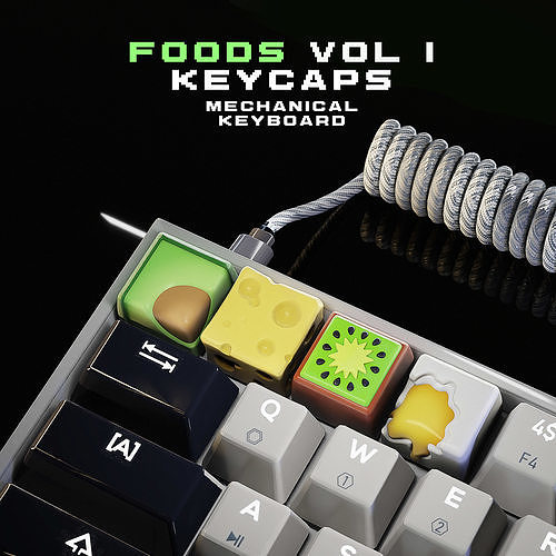 Foods Keycaps Vol I Mechanical Keyboard 3D model 3D printable CGTrader