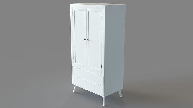 Corrine Modern 2-Drawer Double-Door Bedroom Armoire White 3D model ...