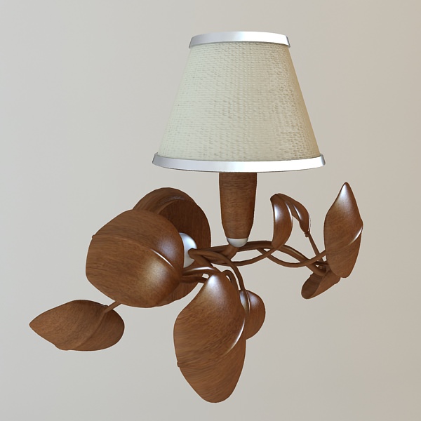 Sconce Lamp with wooden leaves 3D model