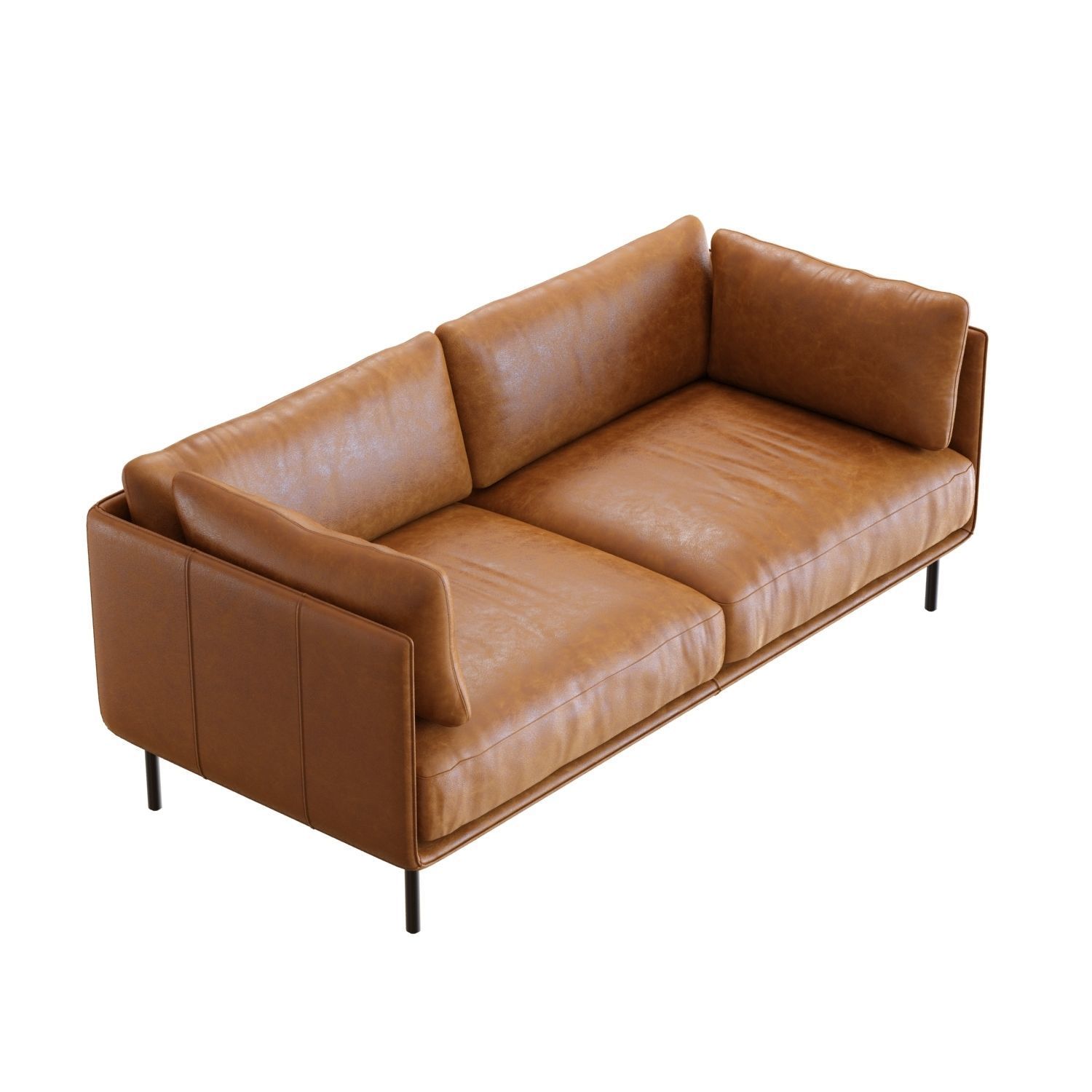 Crate and Barrel Wells Leather Sofa 3D model CGTrader