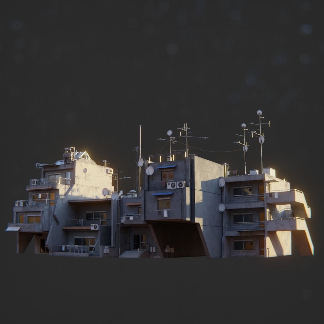3D model Dystopian Cyberpunk Suburb City VR / AR / low-poly | CGTrader