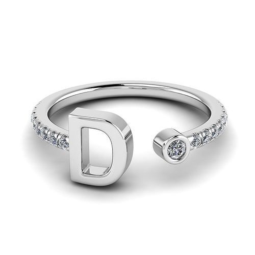 Jewelry alphabet ring D 3D model 3D printable CGTrader