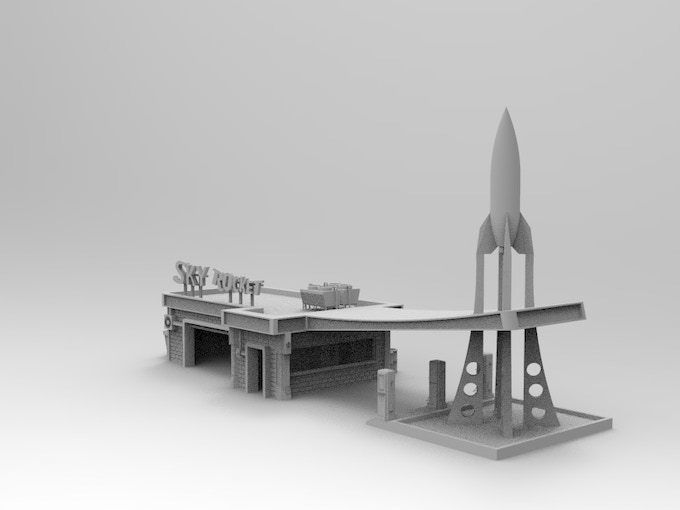 Sky Rocket Gas Station by WOW Buildings 3D model 3D printable | CGTrader