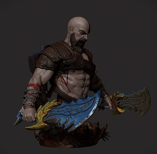 Kratos Bust from God of War Ragnarok 3D model 3D printable CGTrader
