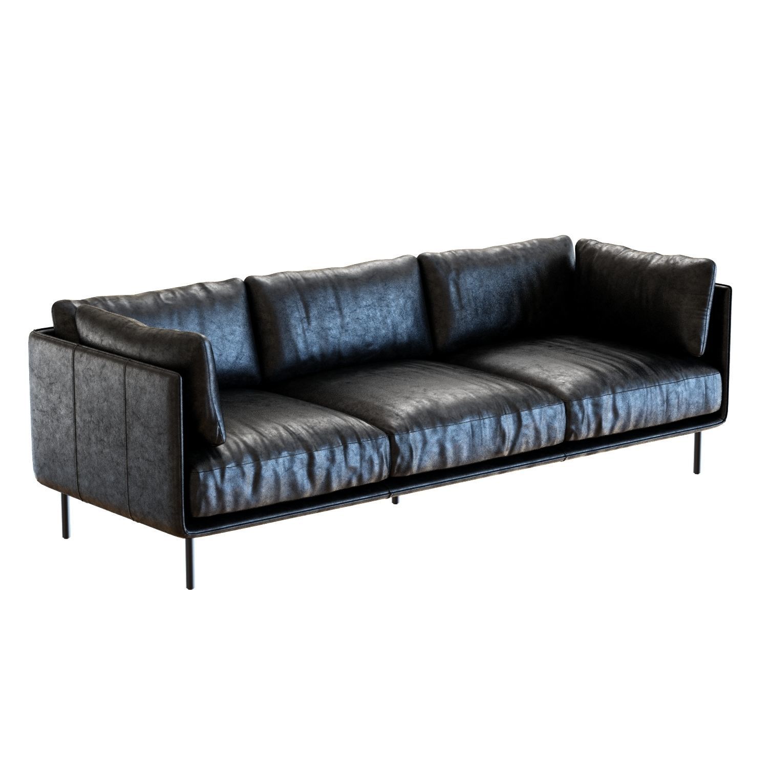 Crate and Barrel Wells Leather Grande Sofa 3D model CGTrader