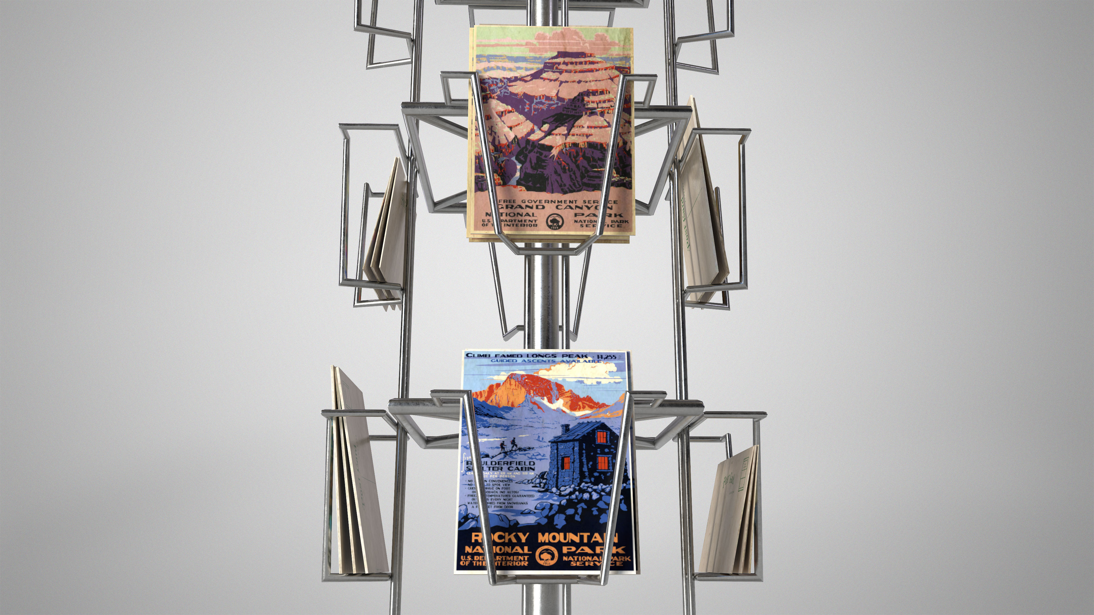 3D model Metal Postcard Display Retro American Postcard Stand Rack VR
