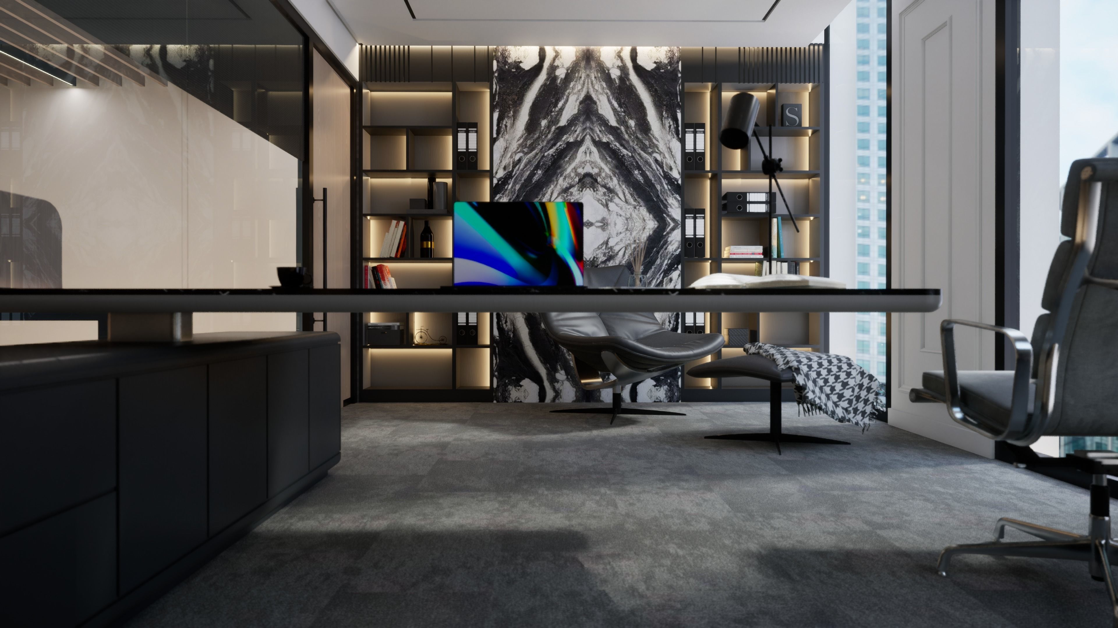 Modern Office Desk Low poly revit family and 3DSMAX model free 3D model