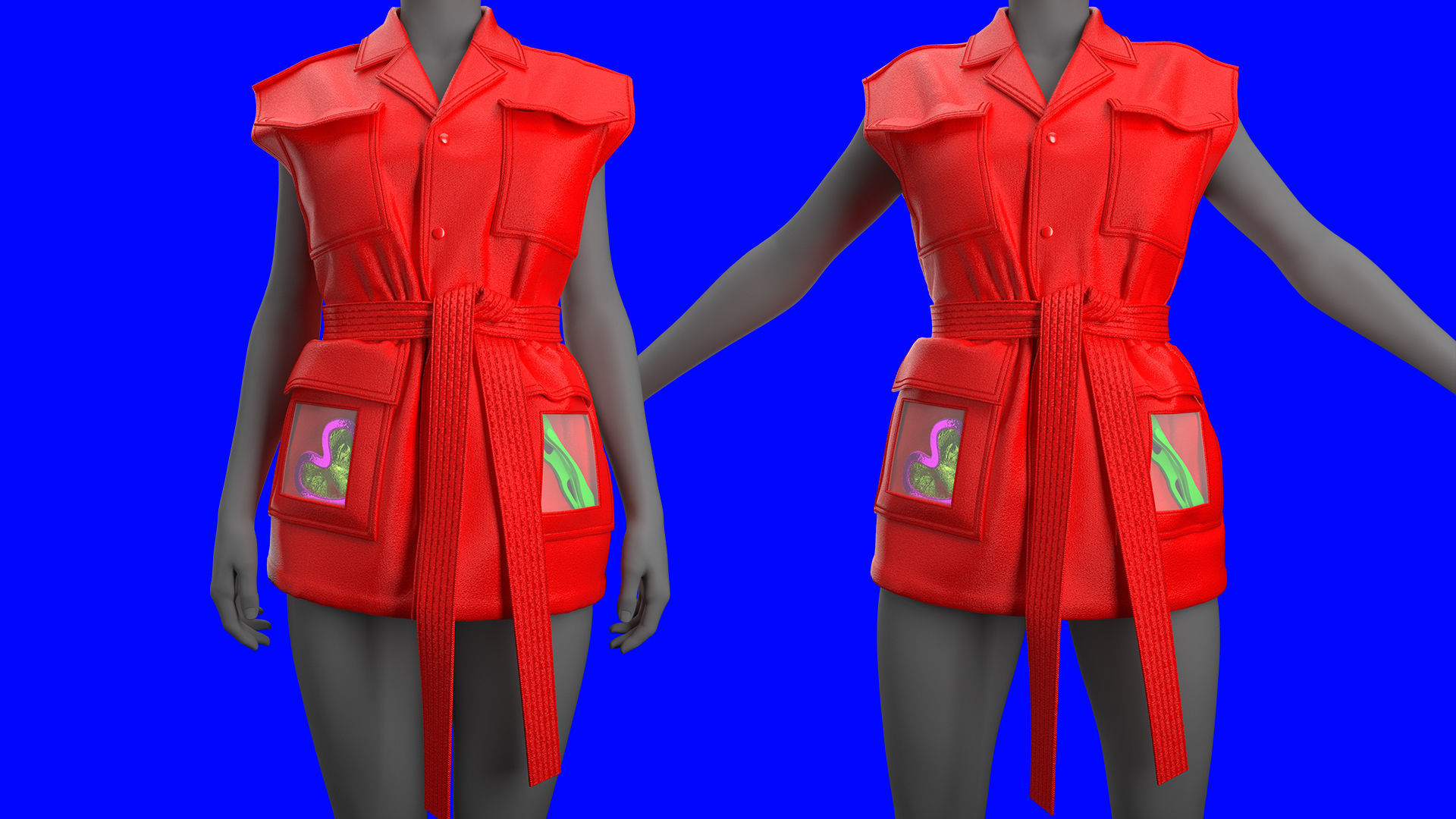 Utility Vest Tied Around Waist Fitted to Gen8 Body Mesh 3D model | CGTrader
