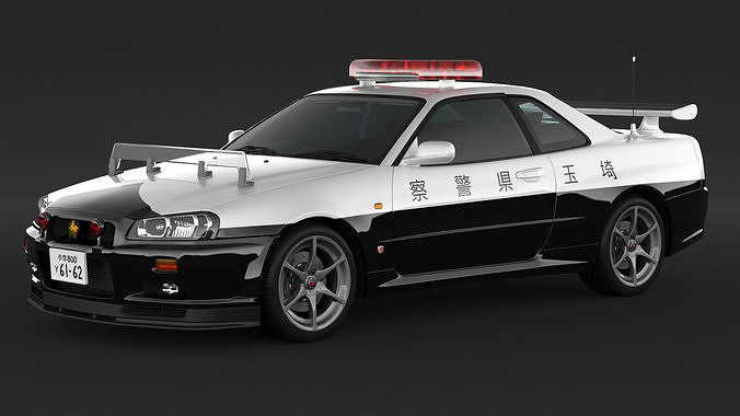 Nissan Skyline GT R R34 Police Car 3D Model CGTrader