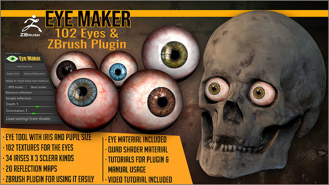 Eye Maker 102 Eyes and ZBrush Plugin 3D model