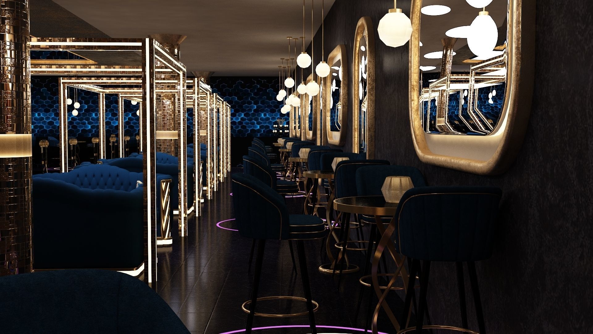 Luxury nightclub bar interior design 3D model | CGTrader