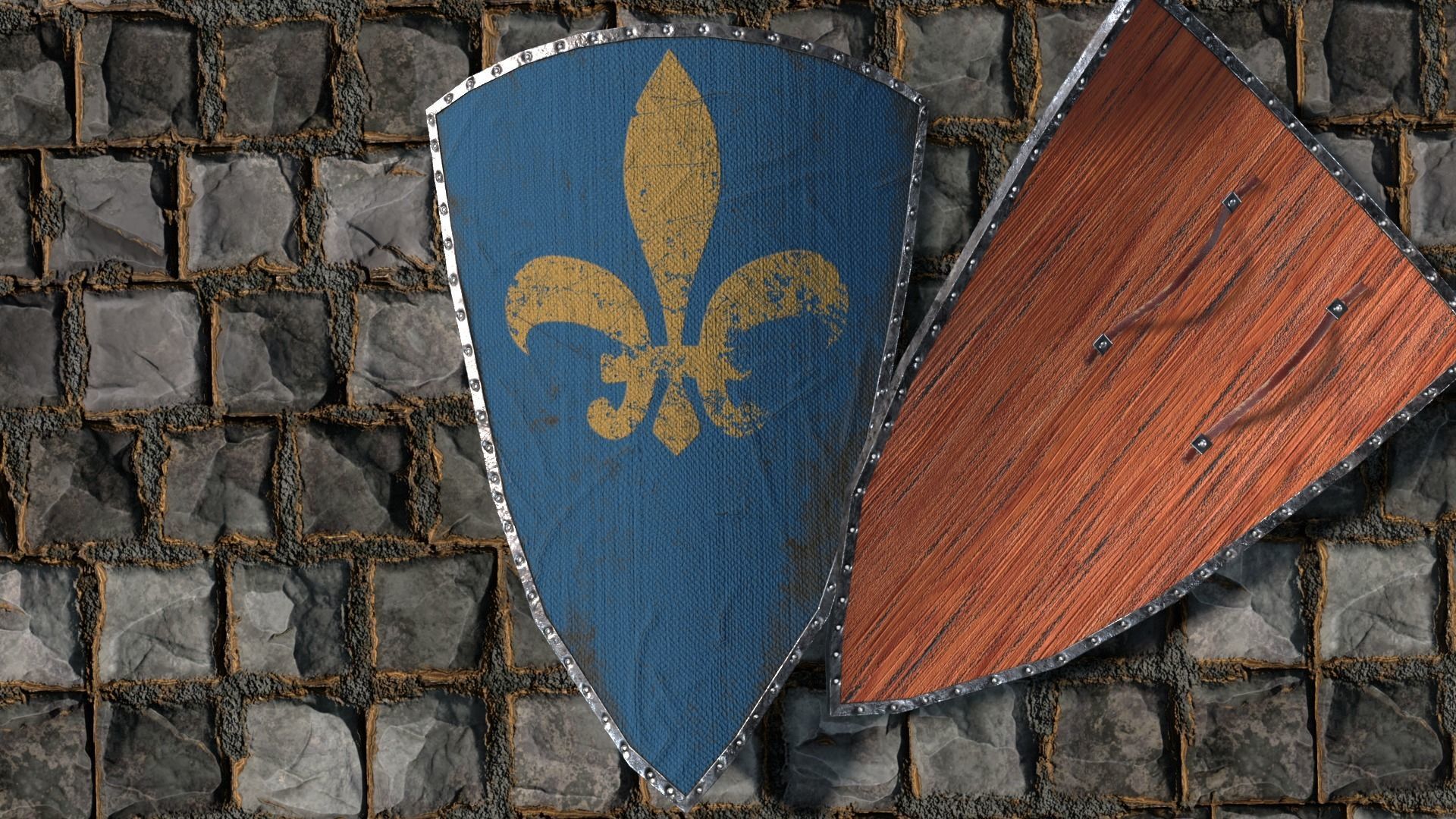 3D model Medieval round shield with coat of arms VR / AR / low-poly ...