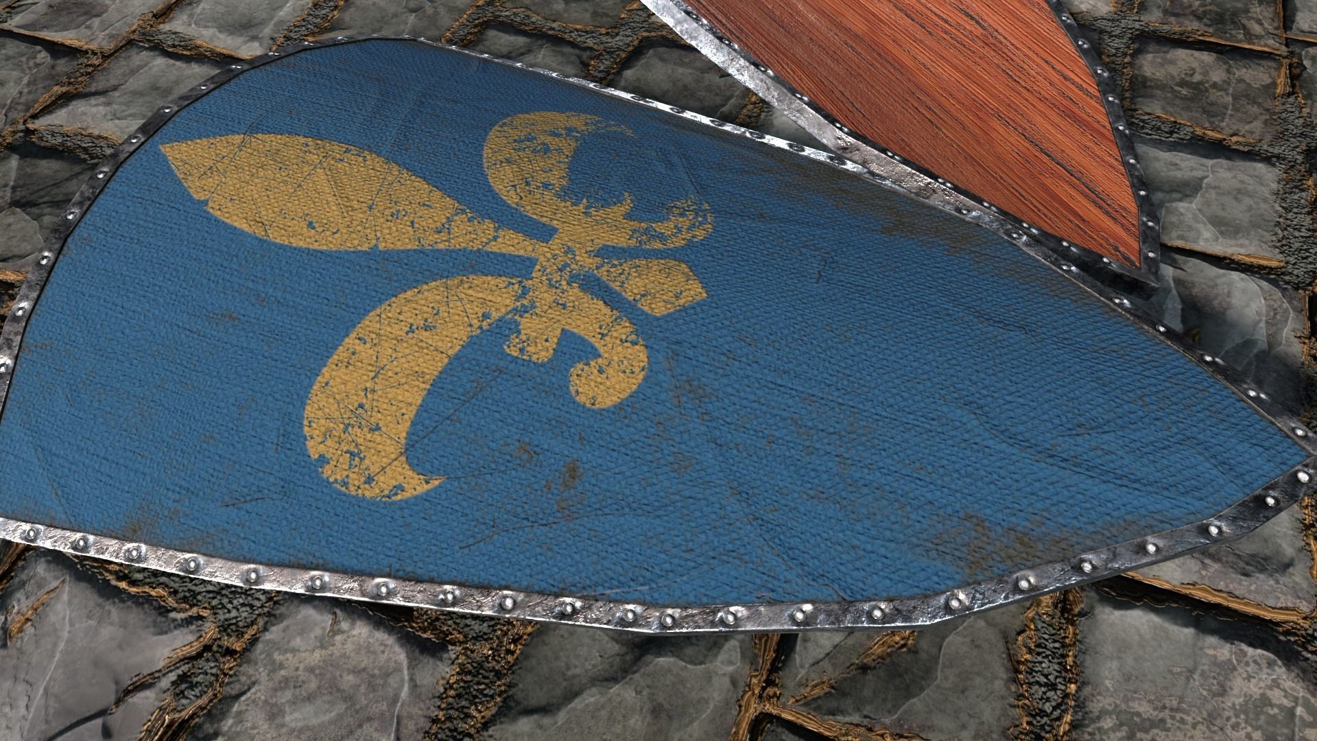 3D model Medieval round shield with coat of arms VR / AR / low-poly ...