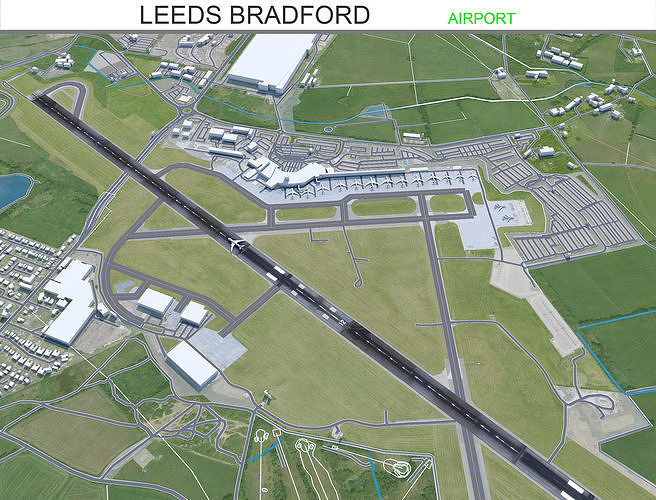 3D model Leeds Bradford Airport 10km VR / AR / lowpoly CGTrader